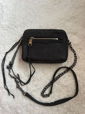 Rebecca Minkoff Black Suede Crossbody Bag with Chain Strap